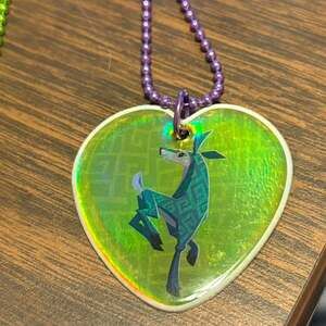 Discontinued 2016 Animal Jam Rare Deer Heart Foil Tag Necklace